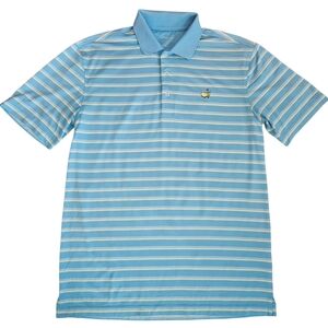 Masters Tech Polo Golf Shirt Blue White Stripe Mens Sz Med Performance